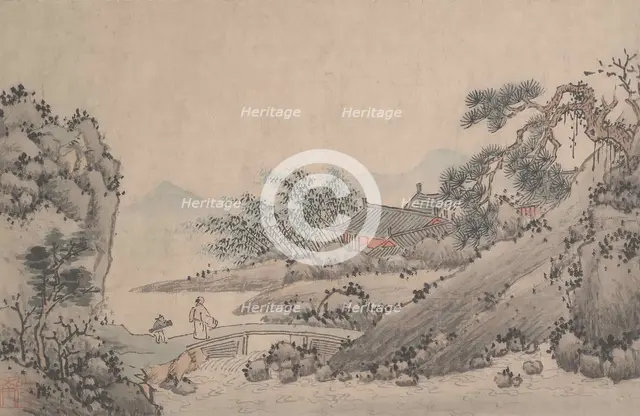Landscape with Man Crossing Bridge. Creator: Shen Zhou.