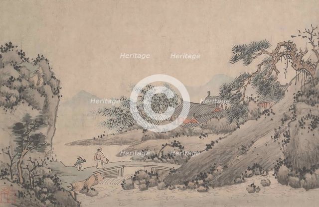 Landscape with Man Crossing Bridge. Creator: Shen Zhou.
