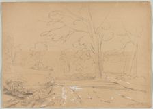 Landscape with Man Fishing, Conway, New Hampshire, 1851. Creator: David Johnson (American, 1827-1908)