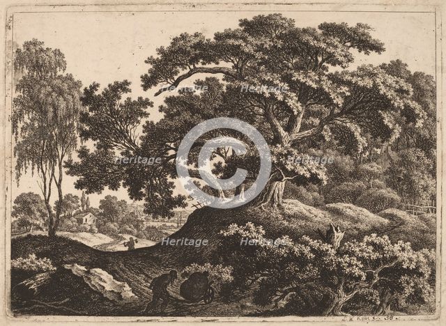 Landscape with Man Pushing a Cart. Creator: Carl Wilhelm Kolbe the elder.