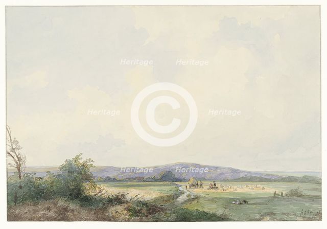 Landscape with meadows, near the dunes, 1844. Creator: Frans Arnold Breuhaus de Groot.