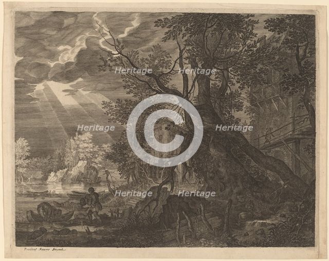 Landscape with Men Fishing by Moonlight. Creator: Aegidius Sadeler II.