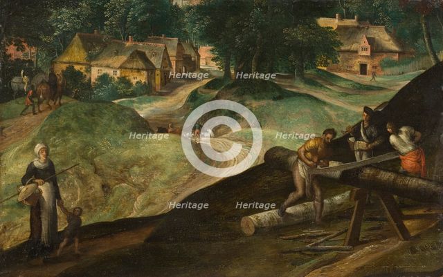 Landscape with Men Sawing Timber, 1570s.