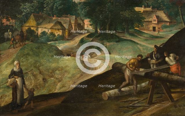 Landscape with Men Sawing Timber. Creator: Gillis Mostaert.