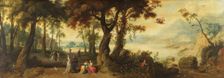 Landscape with Mercury and Herse, c1635. Creator: Frans Francken II