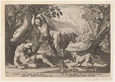 Landscape with Mercury Raising His Sword to Kill a Sleeping Argus, 1589. Creator: Goltzius, Workshop of Hendrick, after Hendrick Gol