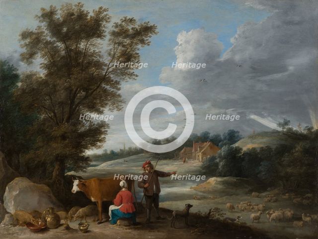 Landscape with Milkmaid and Shepherd, c1646. Creator: David Teniers II.