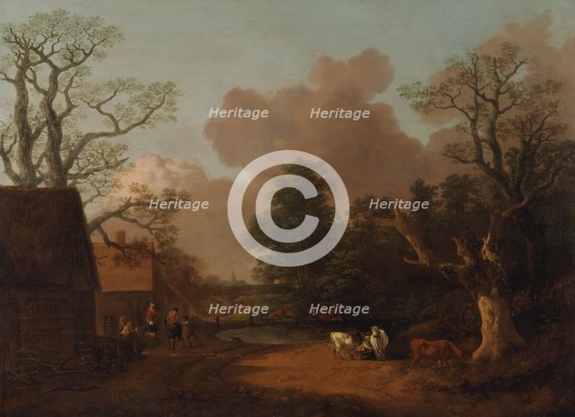 Landscape with Milkmaid, between 1754 and 1756. Creator: Thomas Gainsborough.