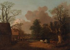 Landscape with Milkmaid, between 1754 and 1756. Creator: Thomas Gainsborough
