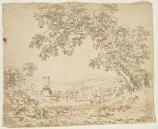 Landscape with Mill and Bridge, c1820-1848. Creator: Thomas Cole