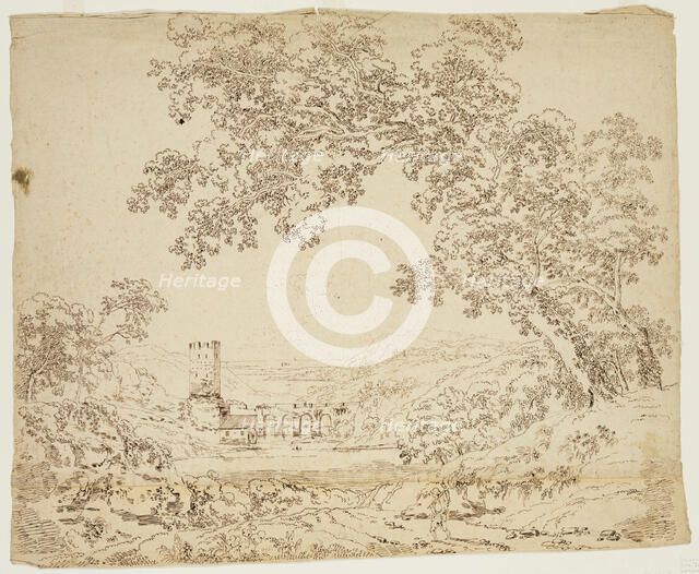 Landscape with Mill and Bridge, c1820-1848. Creator: Thomas Cole.