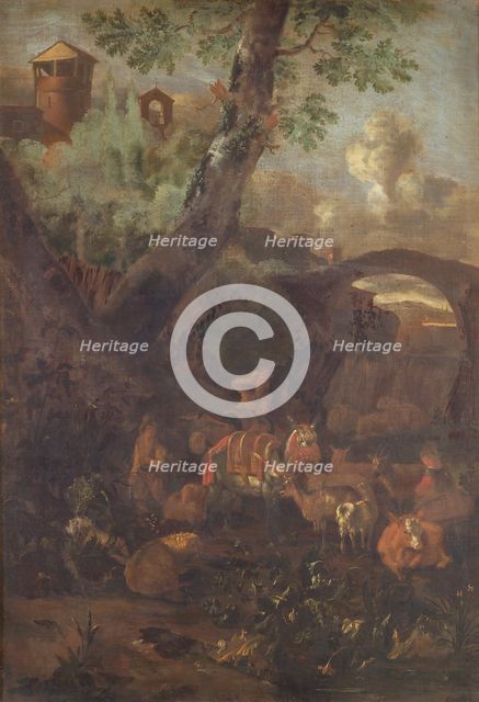 Landscape with Mules and Goats, 1772-1871. Creator: Monogrammist I.L..