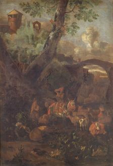 Landscape with Mules and Goats, 1772-1871. Creator: Monogrammist I.L.