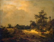 Landscape with some houses and a sand track, 1647. Creator: Jacob van Ruisdael