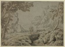 Landscape with Satyr, Goats and Other Figures, n.d. Creator: Abraham Genoels II