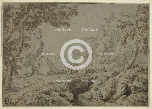 Landscape with Satyr, Goats and Other Figures, n.d. Creator: Abraham Genoels II.