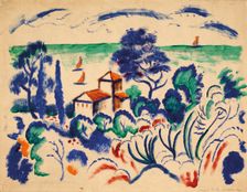 Landscape with sailboats, 1913-1914