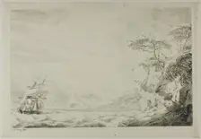 Landscape with Sailing Ship, 1817. Creator: J. Chapuy