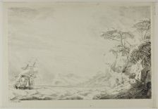 Landscape with Sailing Ship, 1817. Creator: J. Chapuy