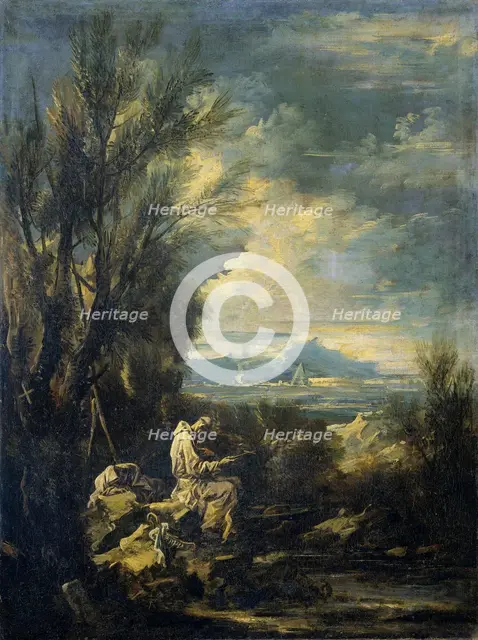 Landscape with Saint Bruno ?, 1700-1749. Creator: Alessandro Magnasco.
