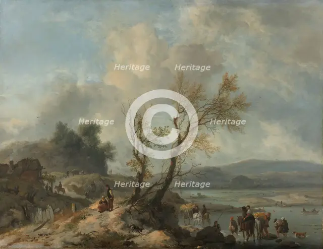 Landscape with Sandy Path beside a River, c.1655. Creator: Philip Wouverman.