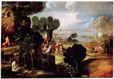 Landscape with Scenes from Lives of the Saints c1530. Artist: Circle of Dosso Dossi