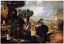 Landscape with Scenes from Lives of the Saints c1530. Artist: Circle of Dosso Dossi