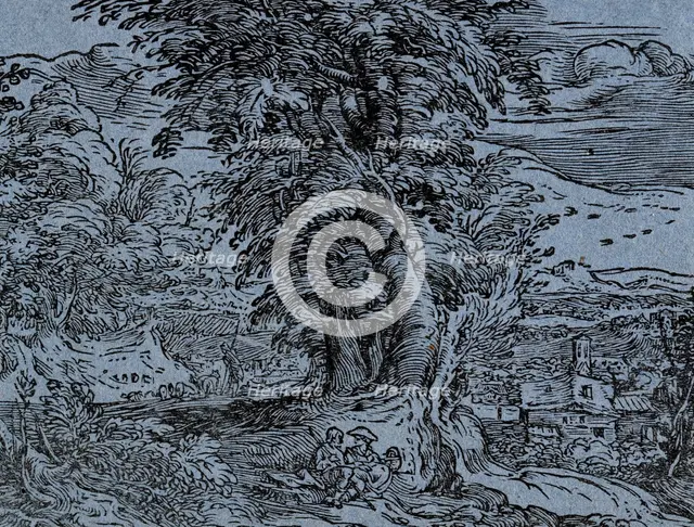 Landscape with Seated Couple, between 1595 and 1600. Creator: Hendrik Goltzius.
