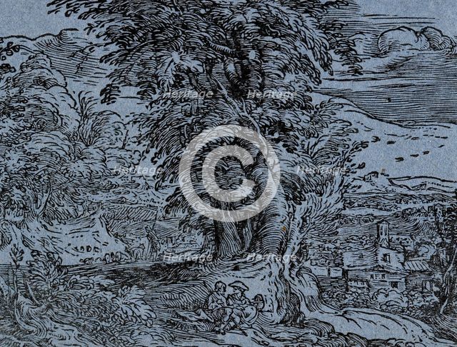 Landscape with Seated Couple, between 1595 and 1600. Creator: Hendrik Goltzius.