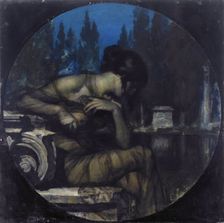 Landscape with seated female figure (The night), 1909