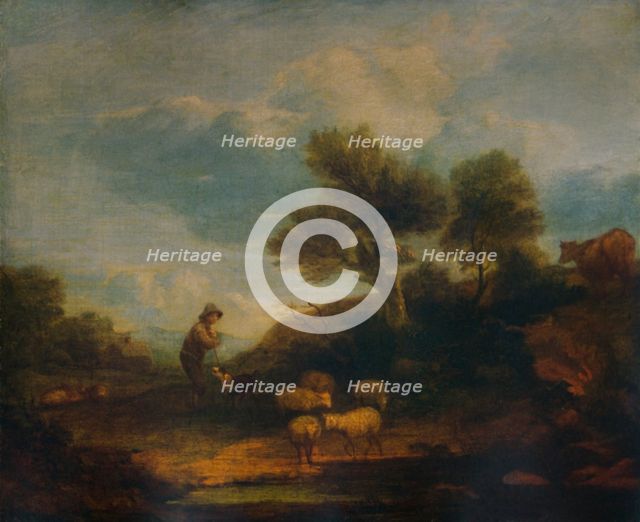 'Landscape with Sheep', 18th century, (1935). Artist: Thomas Gainsborough.