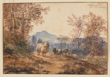 Landscape with sheep and goats, 1671. Creator: Jacob van der Does the Elder