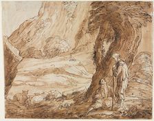 Landscape with Sheep and Two Shepherds, first half 19th century?. Creator: Thomas Barker (British, 1769-1847)