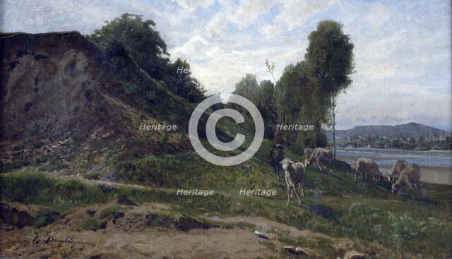 Landscape with sheep,  c1855. Creator: Charles Francois Daubigny.