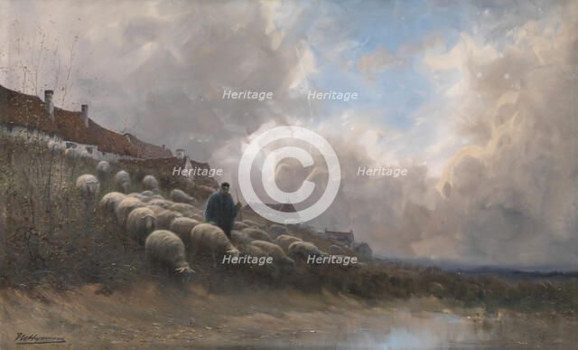 Landscape with Sheep, c1880-1910. Creator: Maurice Hagemans.