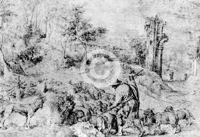 'Landscape with Shepherd and Flock', c1520, (1937). Artist: Titian