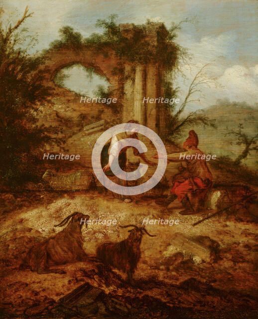 Landscape with Shepherd and Shepherdess, c1620-1680. Creator: Jacobus Mancadan.