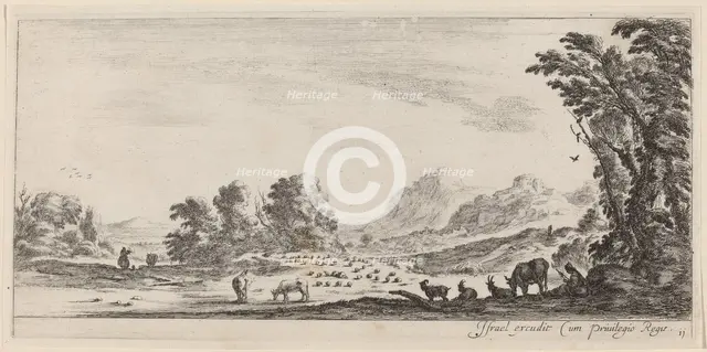 Landscape with Shepherd Guarding his Flock, in or before 1647. Creator: Stefano della Bella.
