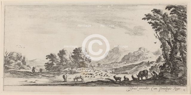 Landscape with Shepherd Guarding his Flock, in or before 1647. Creator: Stefano della Bella.