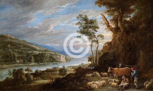 'Landscape with Shepherds and a Distant View of a Castle', 17th century. Artist: David Teniers II.