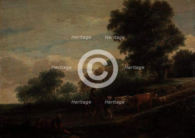 Landscape with Shepherds and Cattle, 1645. Creator: Adriaen van Ostade.