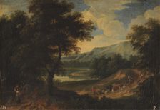 Landscape with shepherds and cattle, between 1674 and 1717. Creator: Adriaen Frans Boudewyns