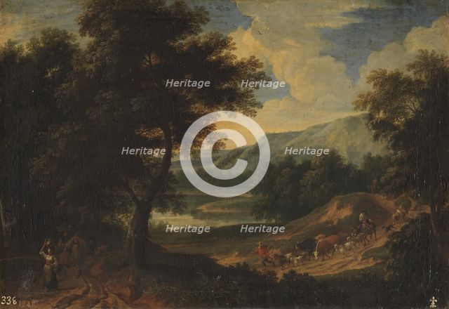 Landscape with shepherds and cattle, between 1674 and 1717. Creator: Adriaen Frans Boudewyns.