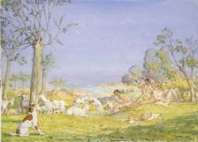 Landscape with Shepherds and Goats, 1931. Artist: Konstantin Somov