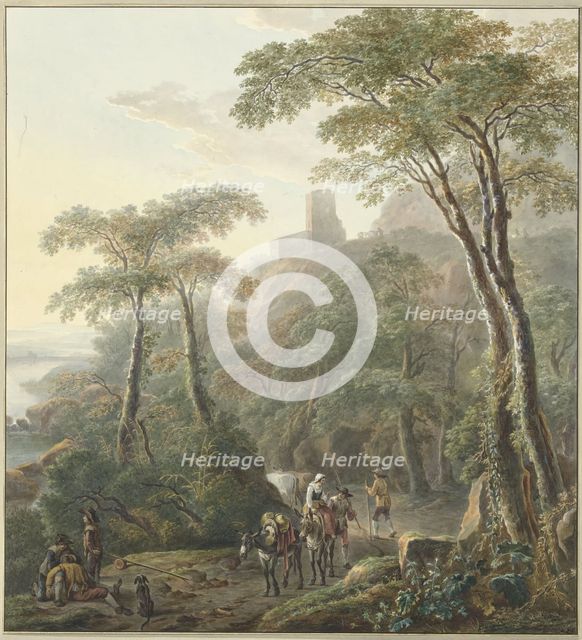 Landscape with Shepherds and Milkmaid, 1700-1800. Creator: N Lamme.