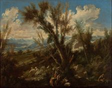 Landscape with shepherds, c1710-1715. Creator: Alessandro Magnasco