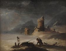 Landscape With Skaters, 1770-1779. Creator: Peter Cramer