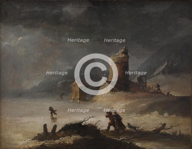 Landscape With Skaters, 1770-1779. Creator: Peter Cramer.