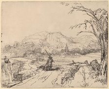 Landscape with Sportsman and Dog, c. 1653. Creator: Rembrandt Harmensz van Rijn