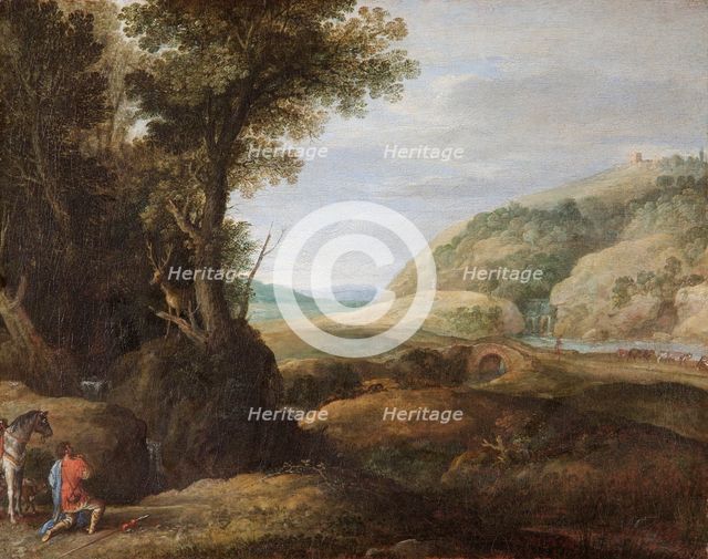 'Landscape with St Hubert and the Stag', late 16th or early 17th century. Creator: Paul Brill.